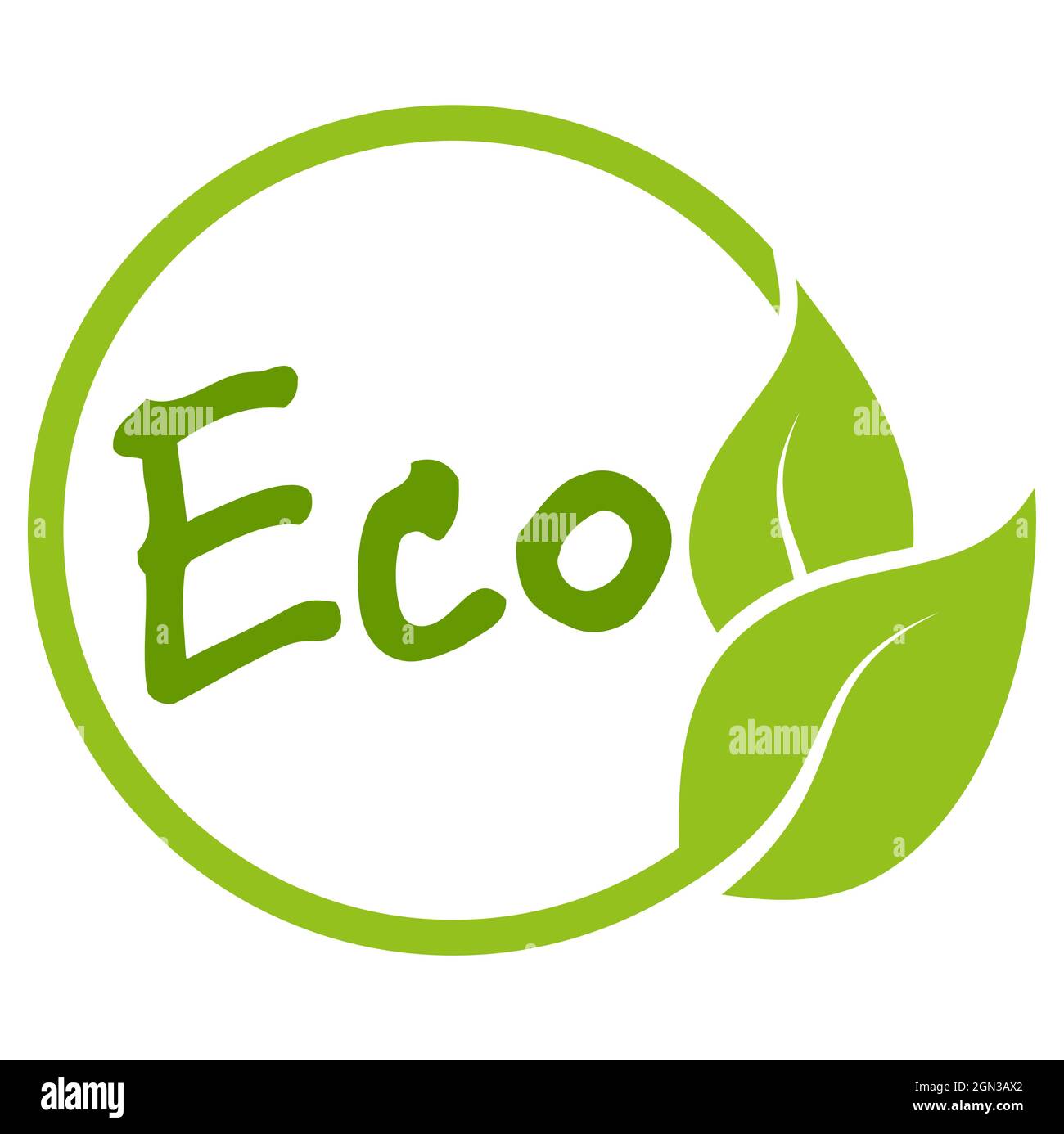 file vettoriale eps moderno timbro verde rotondo con foglie, testo eco Illustrazione Vettoriale