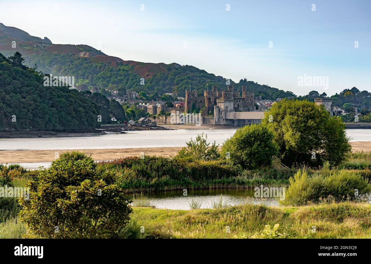 Una vista del Castello di Conwy, Conwy, Galles del Nord. Foto Stock