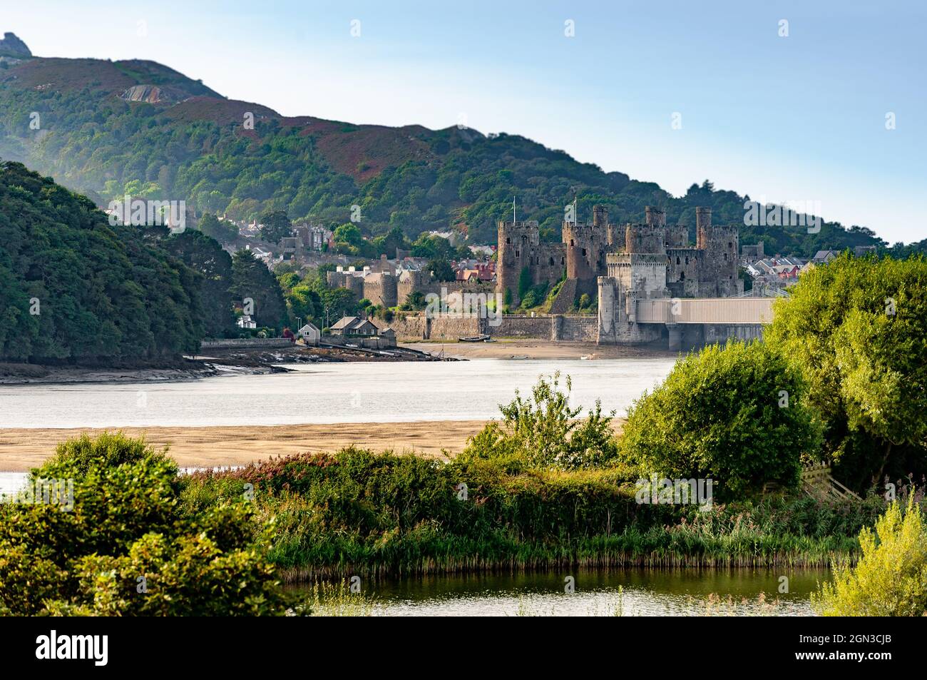 Una vista del Castello di Conwy, Conwy, Galles del Nord. Foto Stock