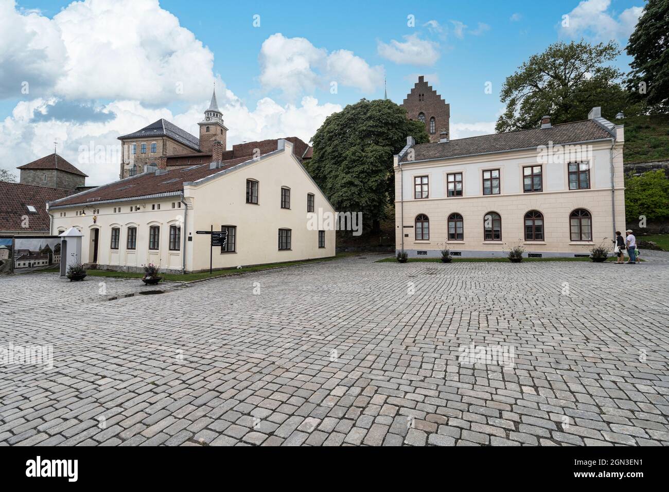 Oslo, Norvegia. Settembre 2021. La vista panoramica dell'edificio della Fortezza di Akershus nel centro della città Foto Stock