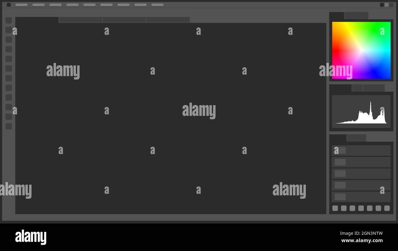 modello di interfaccia software per la modifica di foto e la creazione di grafici Foto Stock