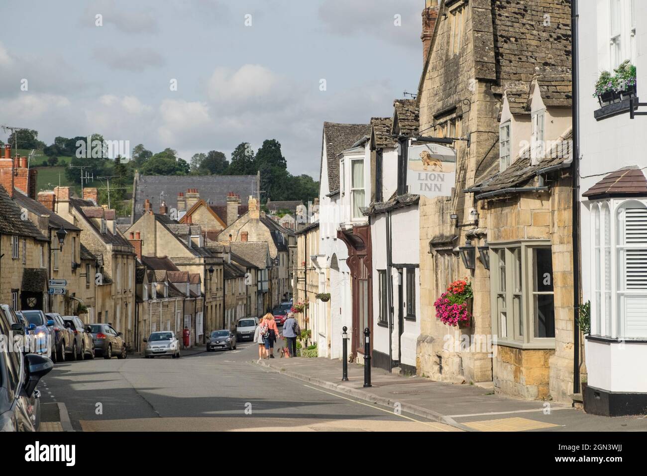 Vista di Winchcomber una piccola città del mercato Cotswold in Gloucestershire, Regno Unito Foto Stock