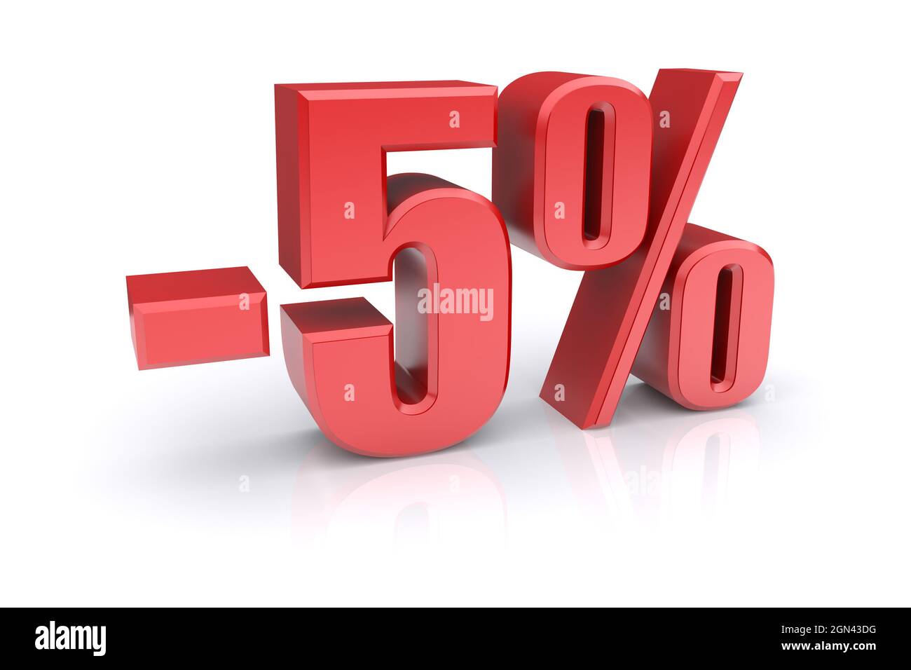 icona di sconto del 5% su sfondo bianco Foto Stock