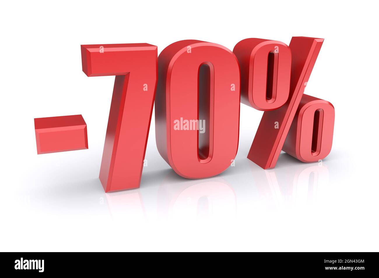 icona di sconto del 70% su sfondo bianco Foto Stock