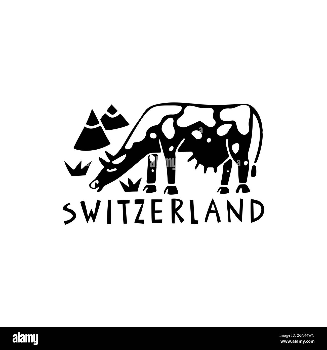 Vettore simboli disegnati a mano della Svizzera. Illustrazione di viaggio. Logo Swiss Landmark Illustrazione Vettoriale