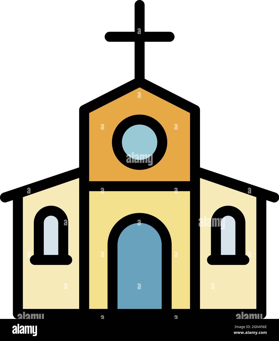 Icona della chiesa di pietra. Profilo pietra chiesa vettore icona colore piatto isolato Illustrazione Vettoriale