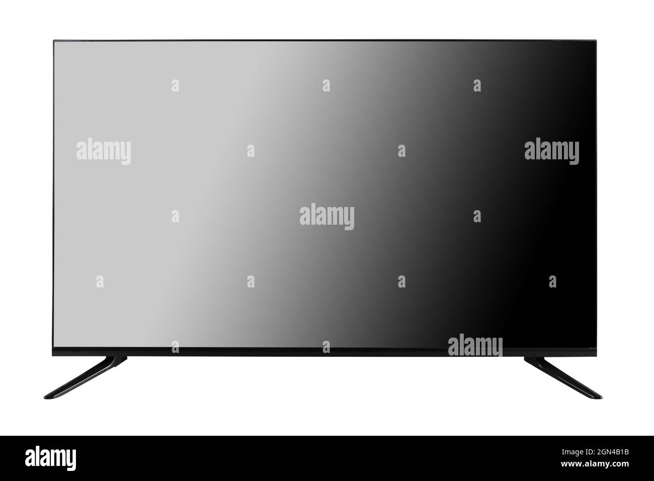 Grande monitor LED contemporaneo di TV di forma rettangolare su sfondo bianco isolato Foto Stock