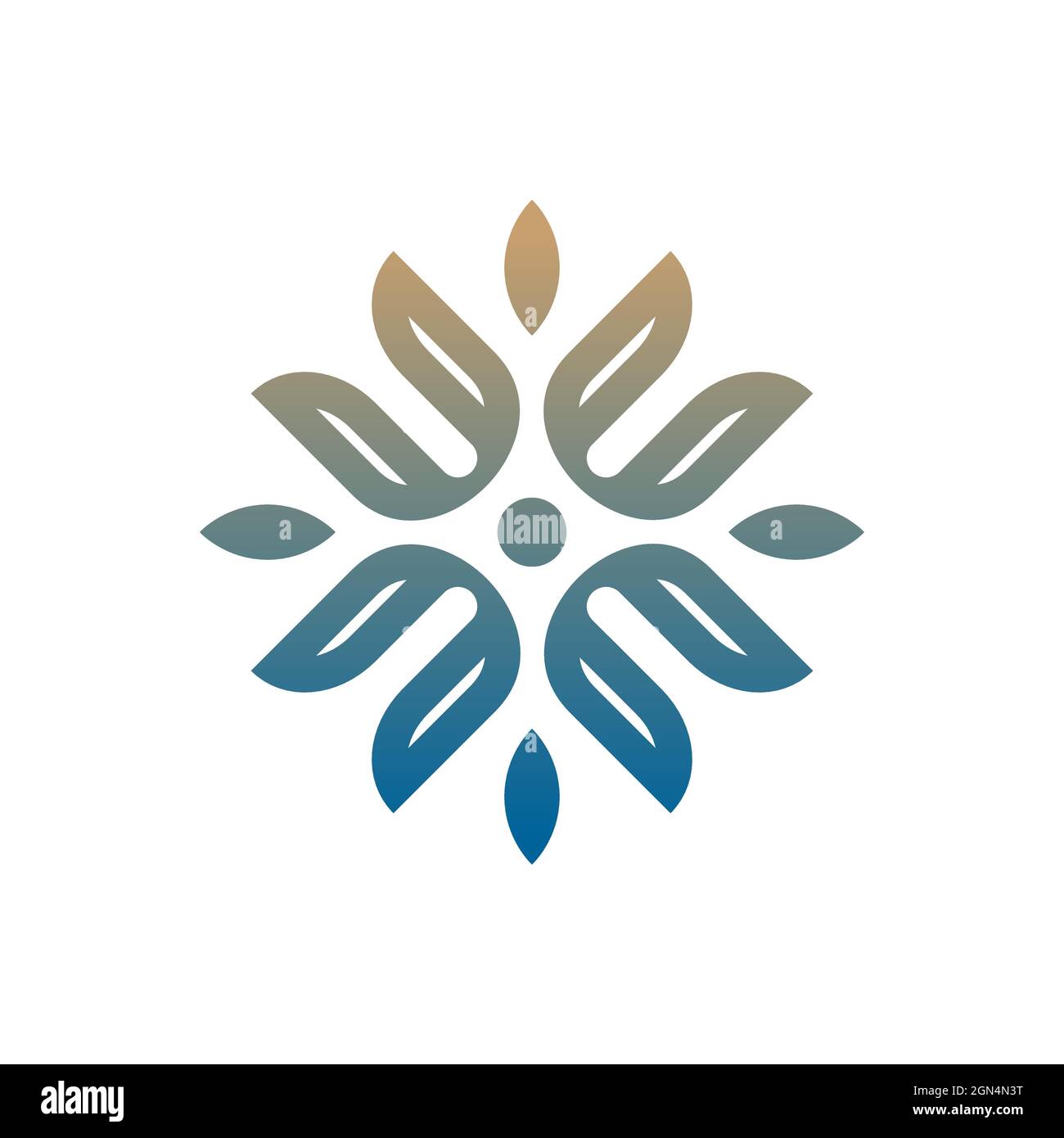 Modello vettoriale icona fiore sfumato colorato. Logo decorativo astratto per salone di bellezza, cosmetici, spa. Illustrazione Vettoriale