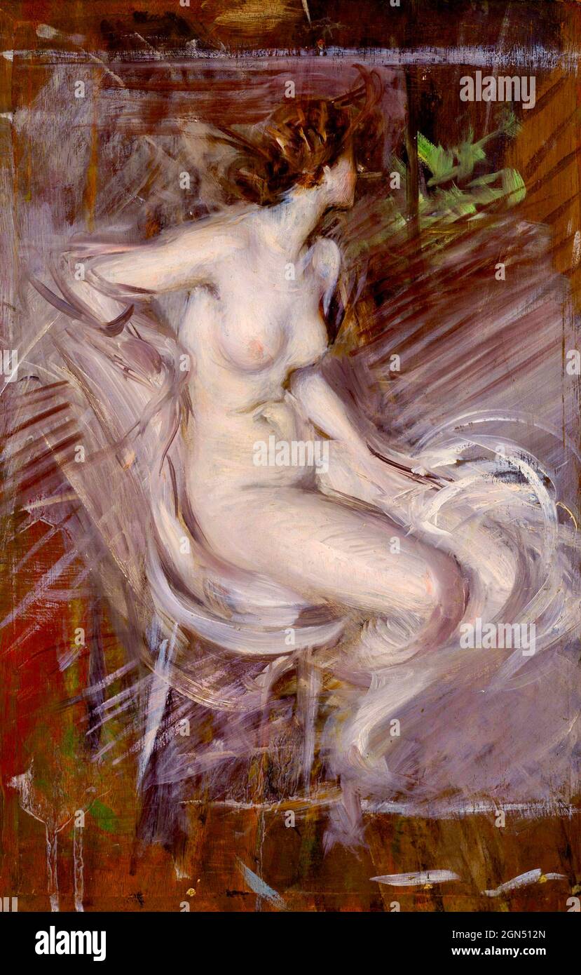 Reproduction Artistique 'Nudo Di Donna' De Giovanni Boldini - Impression Sur Toile Avec Effet Peinture, Made In Italy