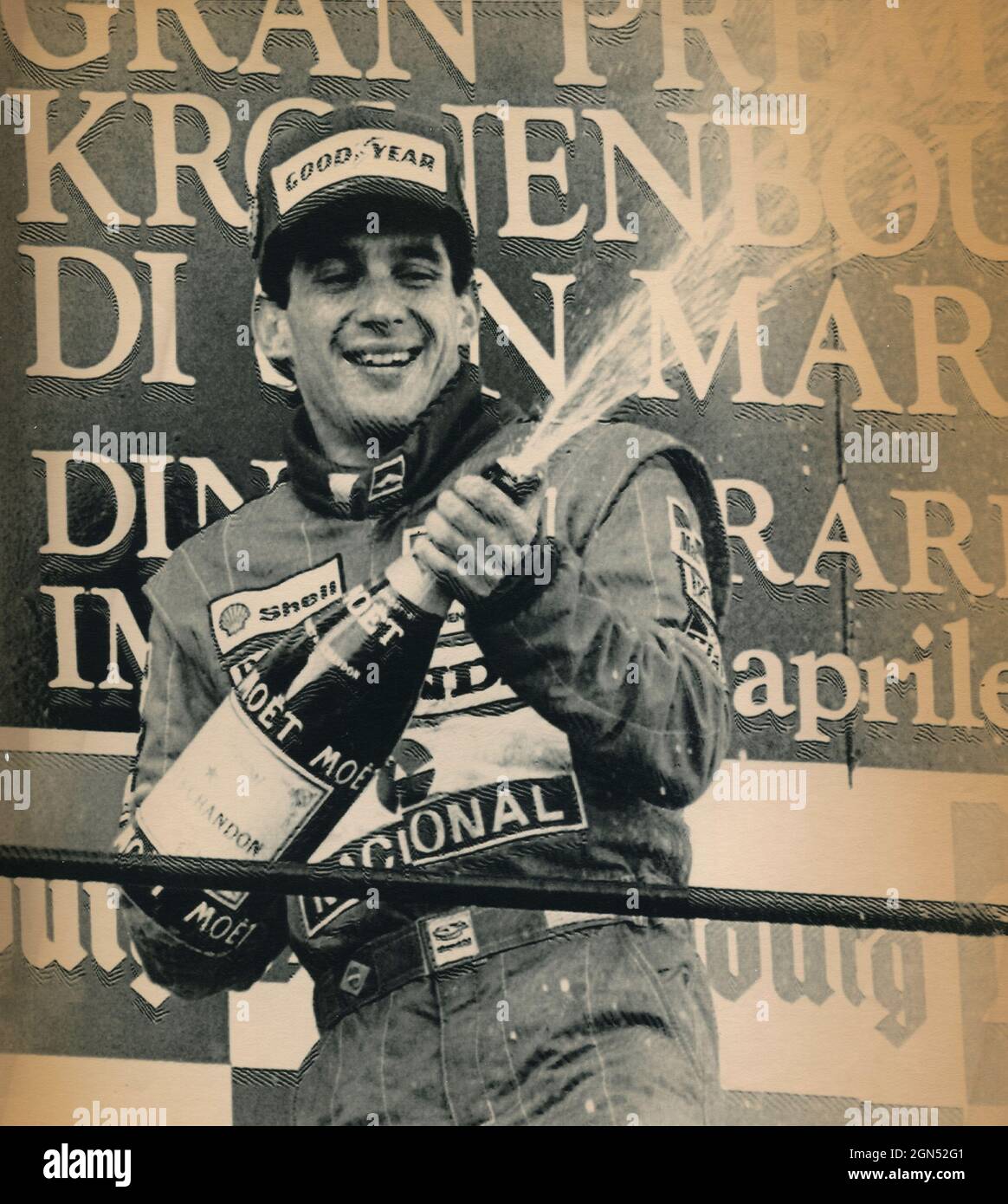 Pilota brasiliano Ayrton Senna, Gran Premio di San Marino 1989 Foto Stock