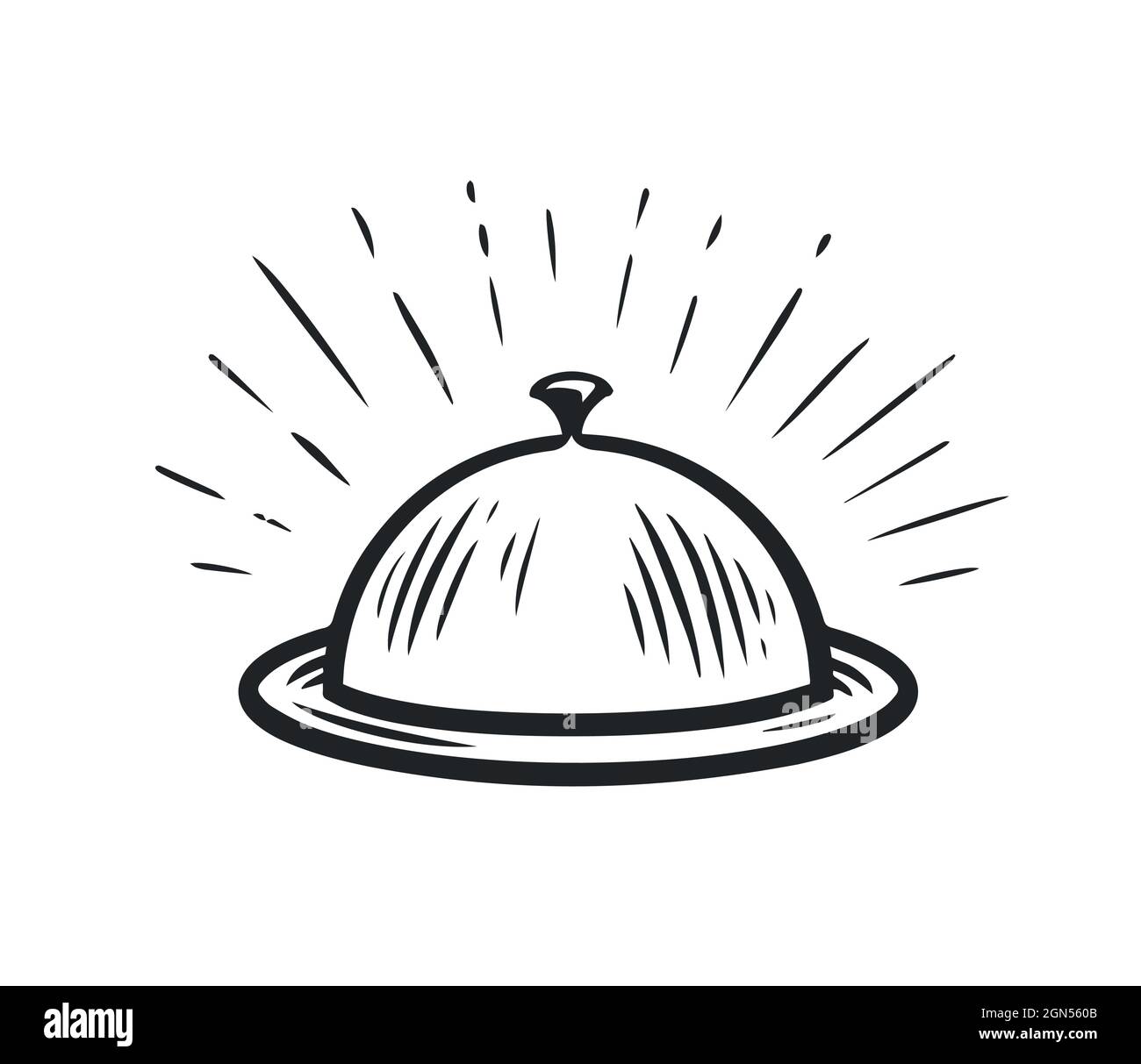 Icona vassoio con coperchio per piatti caldi. Cena, ristorante simbolo. Illustrazione vettoriale Illustrazione Vettoriale