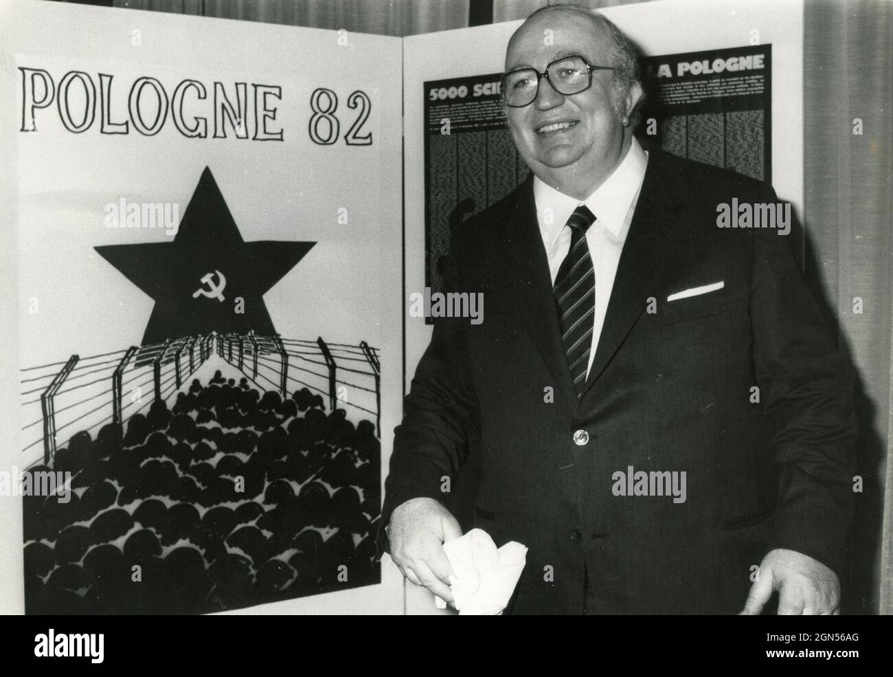 Uomo politico e statista italiano Giovanni Spadolini, anni '80 Foto Stock