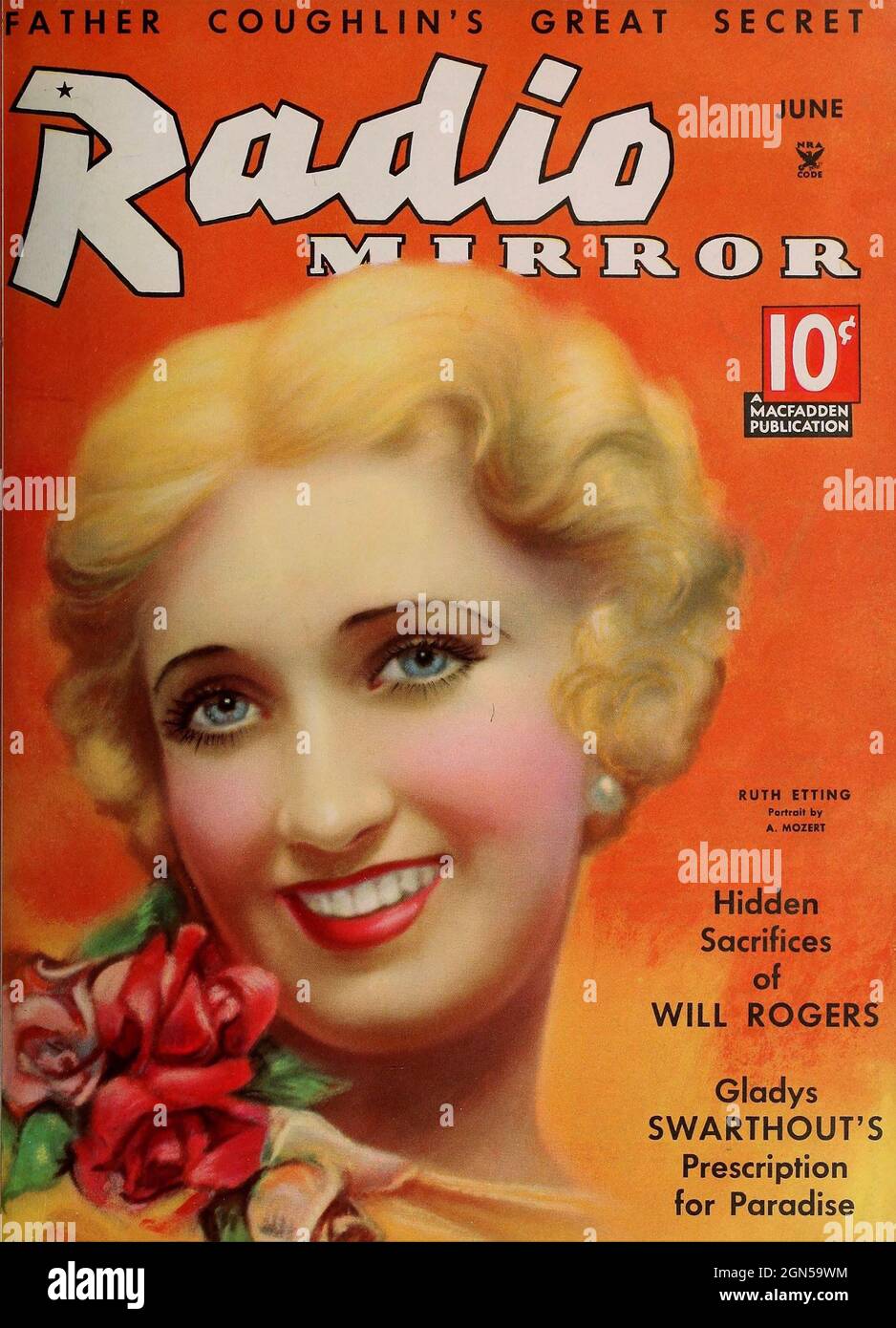RUTH ETTING (1896-1978) cantante e attrice cinematografica americana sulla copertina di una rivista americana nel giugno 1935 Foto Stock