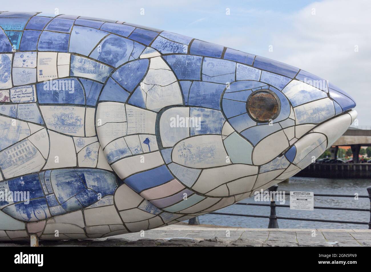 Il salmone della conoscenza (il grande pesce), Donegall Quay, Città di Belfast, Irlanda del Nord, Regno Unito Foto Stock