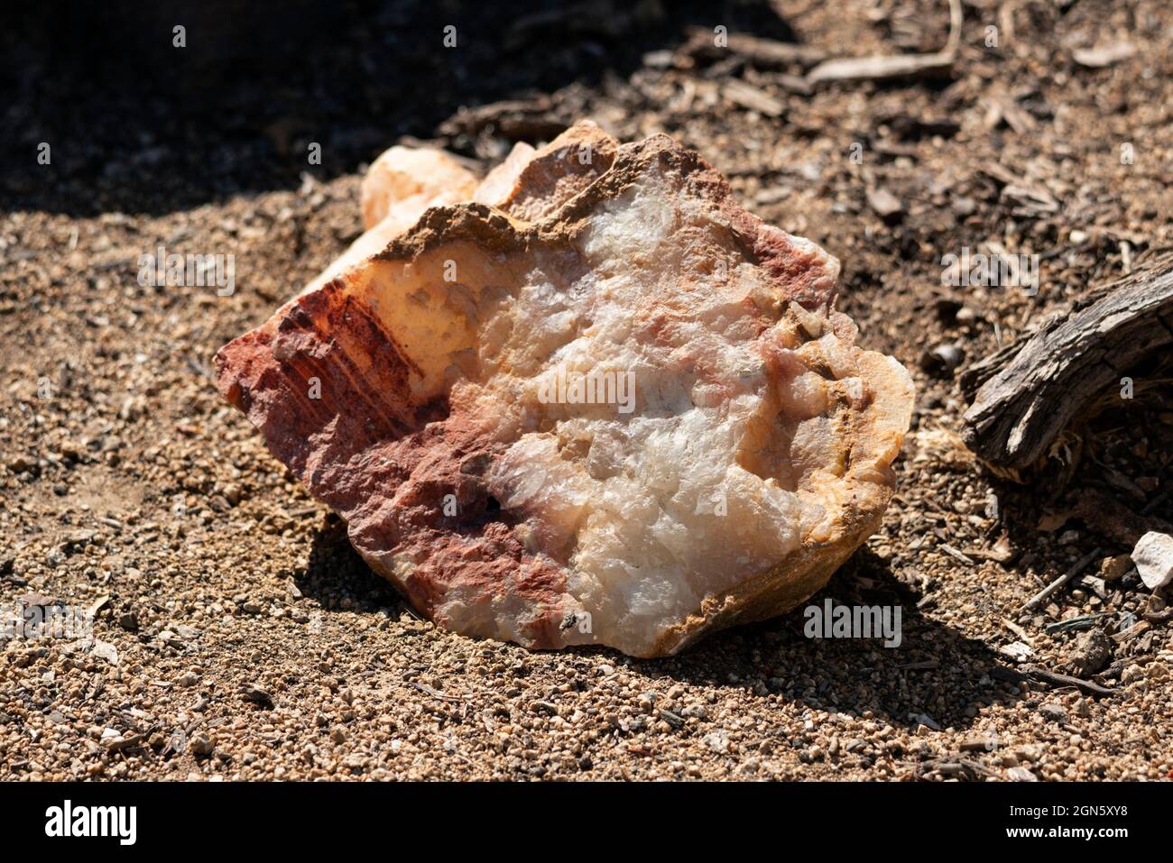 Immagine ad alta risoluzione di una colosa roccia traslucida a terra Foto Stock
