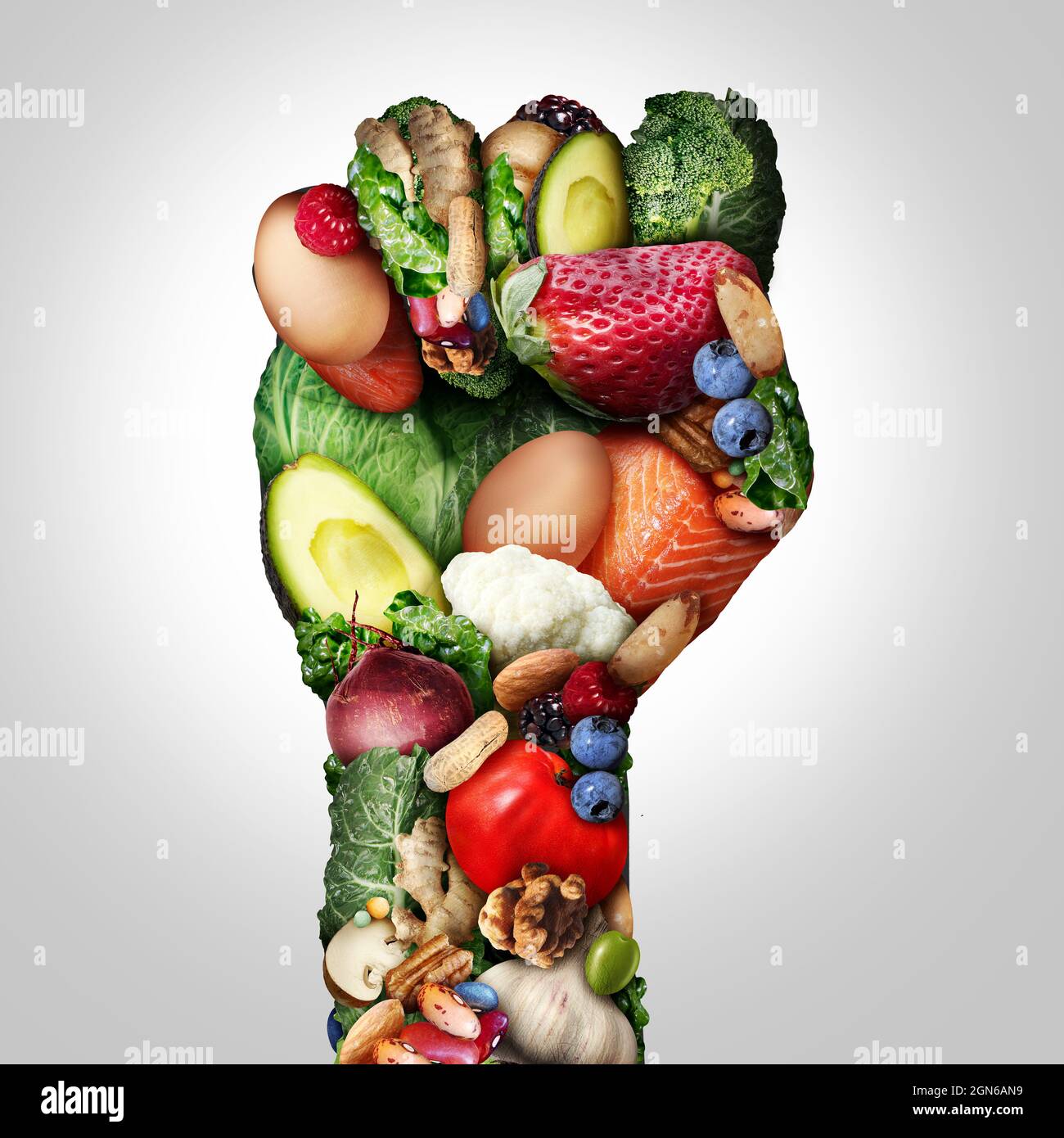 Concetto di Super food o superfood antiossidante sano ingredienti nutrienti come un composito. Foto Stock
