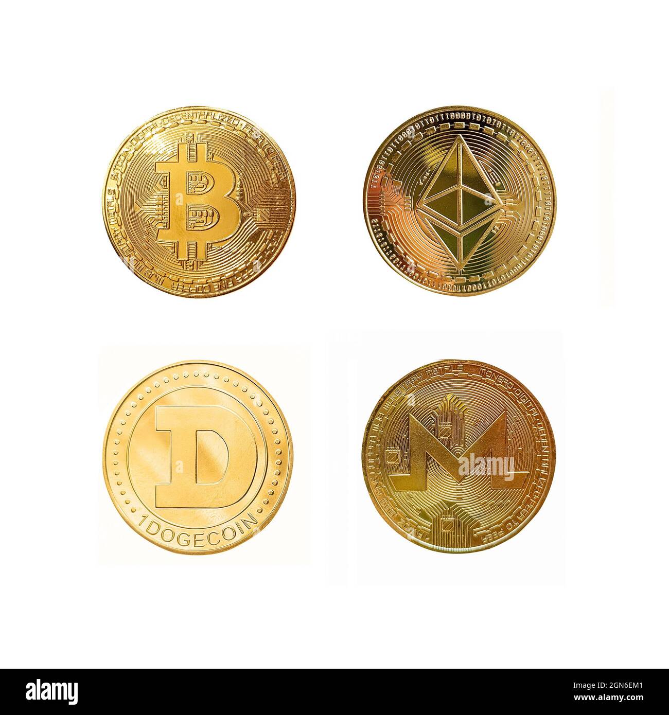 Popolare cripto monete set isolato su sfondo bianco Foto Stock