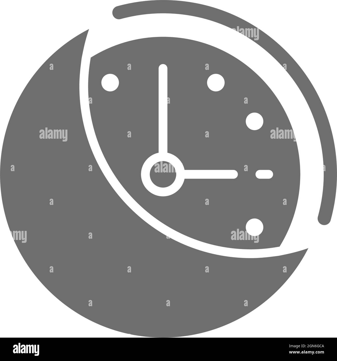 Notte, luna con icona di grigio orologio. Illustrazione Vettoriale