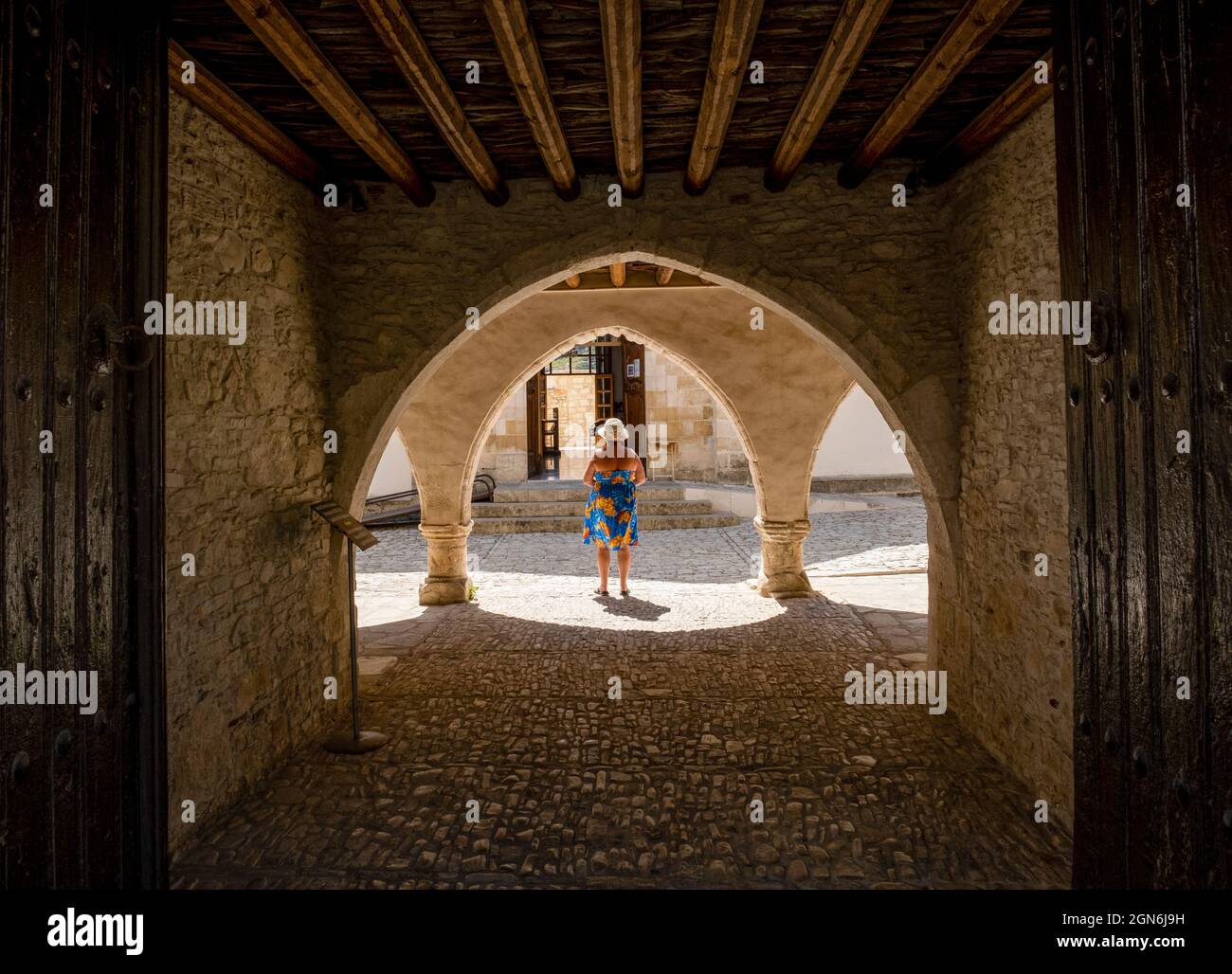 Il Monastero della Santa Croce, Omodos, Limassol regione, Cipro. Foto Stock