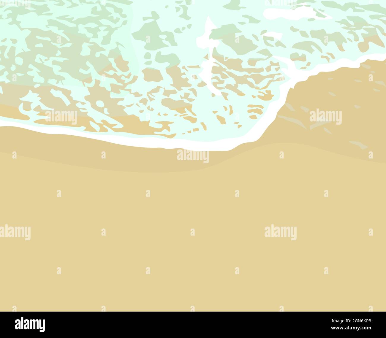 Acqua naturale trasparente ondeggiante oceano su spiaggia sabbiosa in estate in vettore Illustrazione Vettoriale