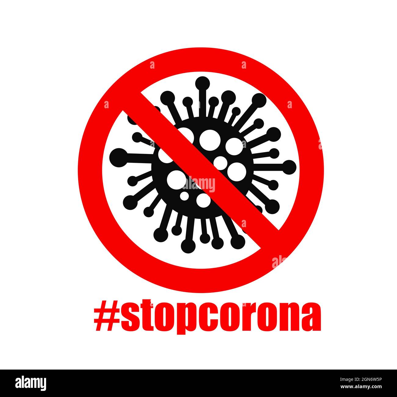 Stop corona simbolo isolato su sfondo bianco, stop covid segno Illustrazione Vettoriale