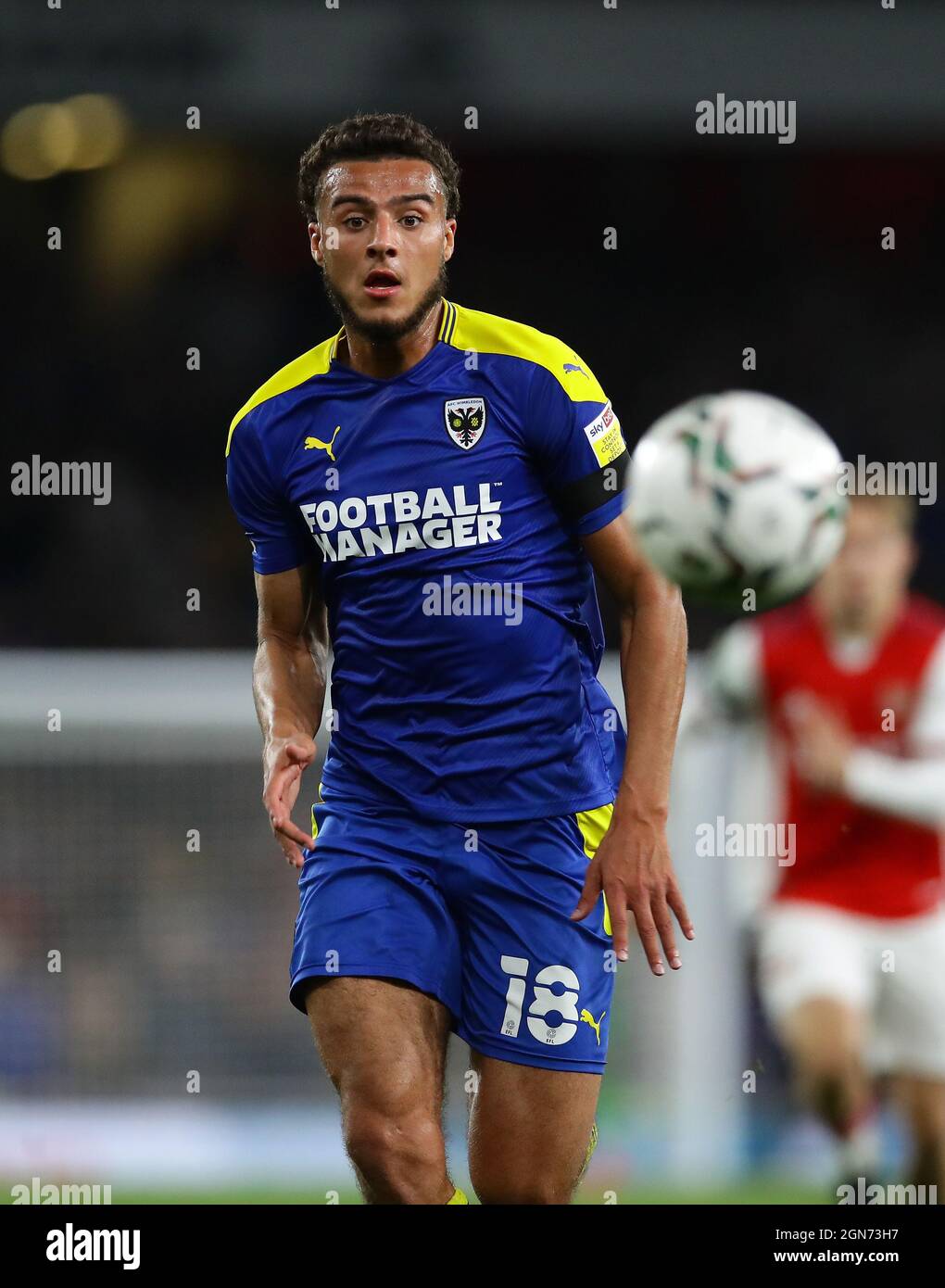 Londra, Inghilterra, 22 settembre 2021. Nesta Guinness-Walker dell'AFC Wimbledon durante la partita della Carabao Cup all'Emirates Stadium di Londra. Il credito d'immagine dovrebbe leggere: David Klein / Sportimage Credit: Sportimage/Alamy Live News Foto Stock