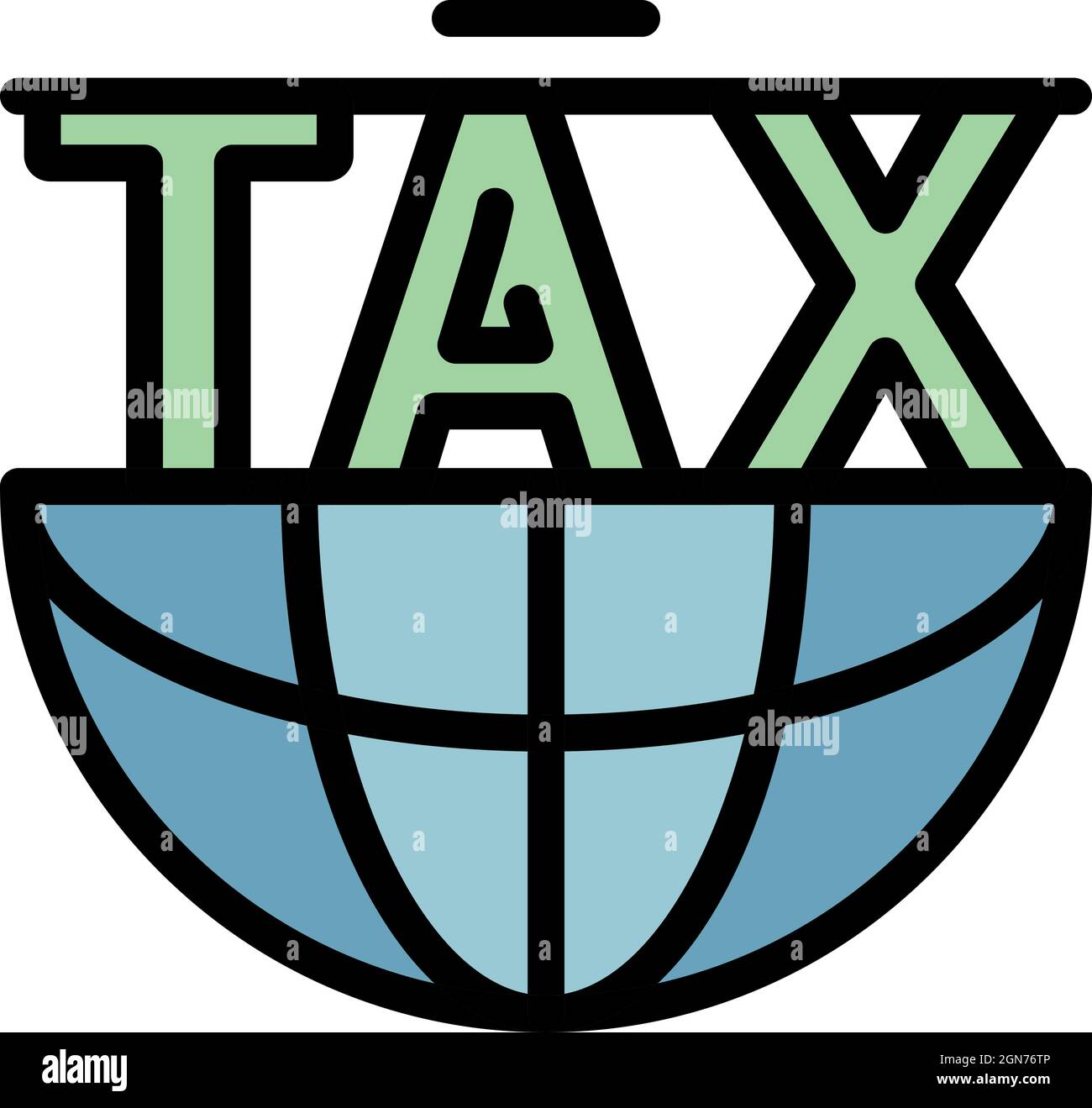 Icona del modulo fiscale globale. Contorno globale forma fiscale vettore icona colore piatto isolato Illustrazione Vettoriale