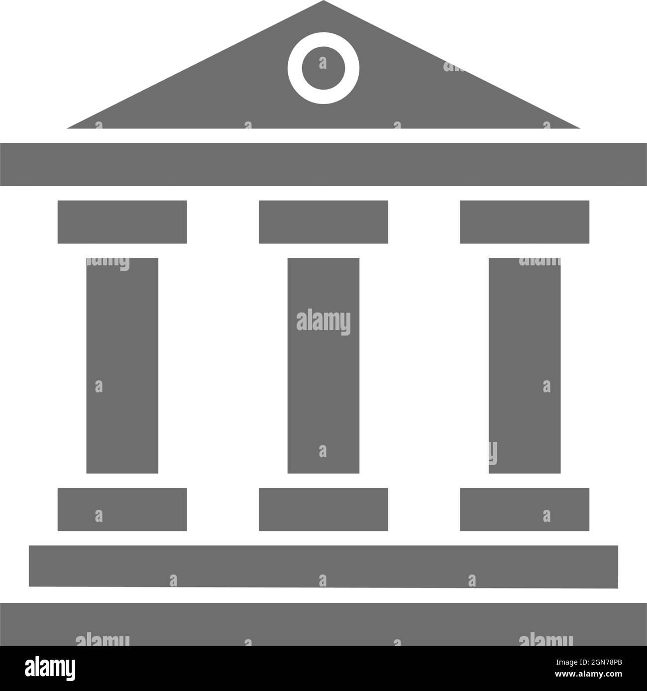 Court, icona grigia del tribunale. Isolato su sfondo bianco Illustrazione Vettoriale
