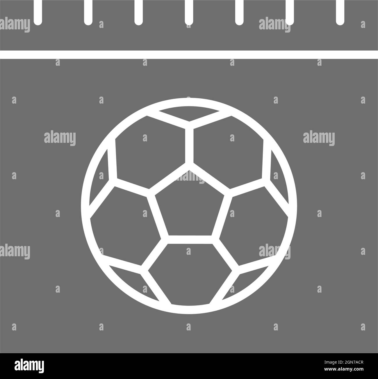 Calendario con pallone da calcio, giorno di gioco icona grigia. Illustrazione Vettoriale