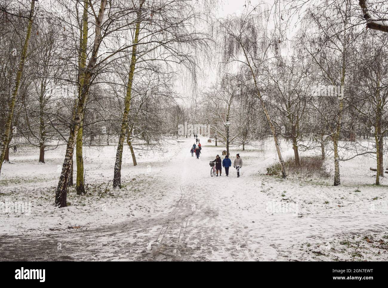 Hyde Park coperto di neve. Londra, Regno Unito 24 gennaio 2021. Foto Stock