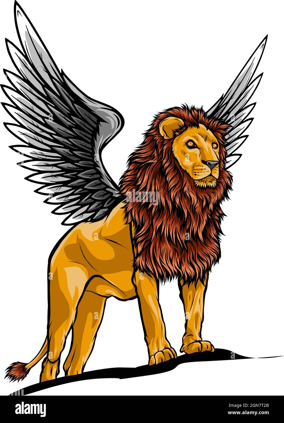 Illustrazione del leone alato nella progettazione vettoriale Illustrazione Vettoriale