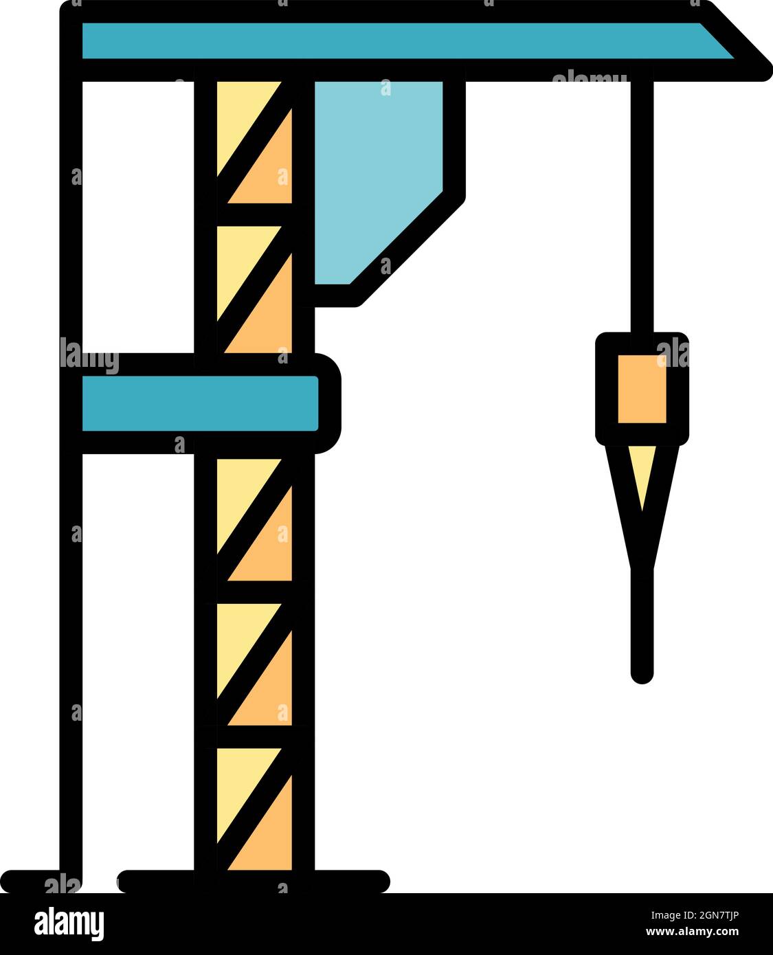 Icona moderna gru di perforazione. Profilo moderno drill carroponte vettore icona colore piatto isolato Illustrazione Vettoriale