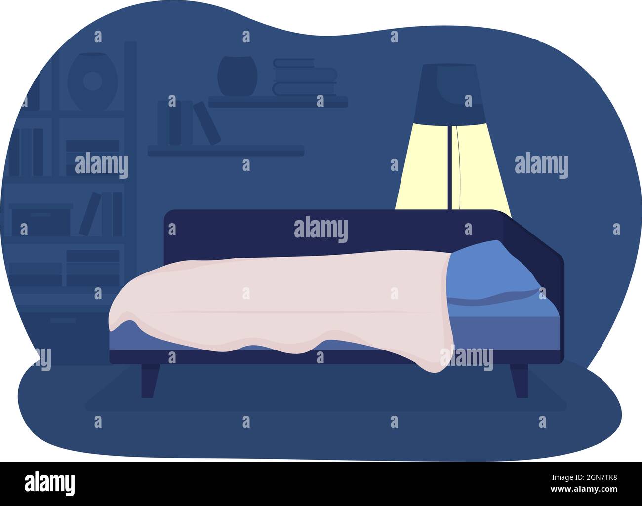 Camera da letto per bambini di notte 2D vettore isolato illustrazione Illustrazione Vettoriale