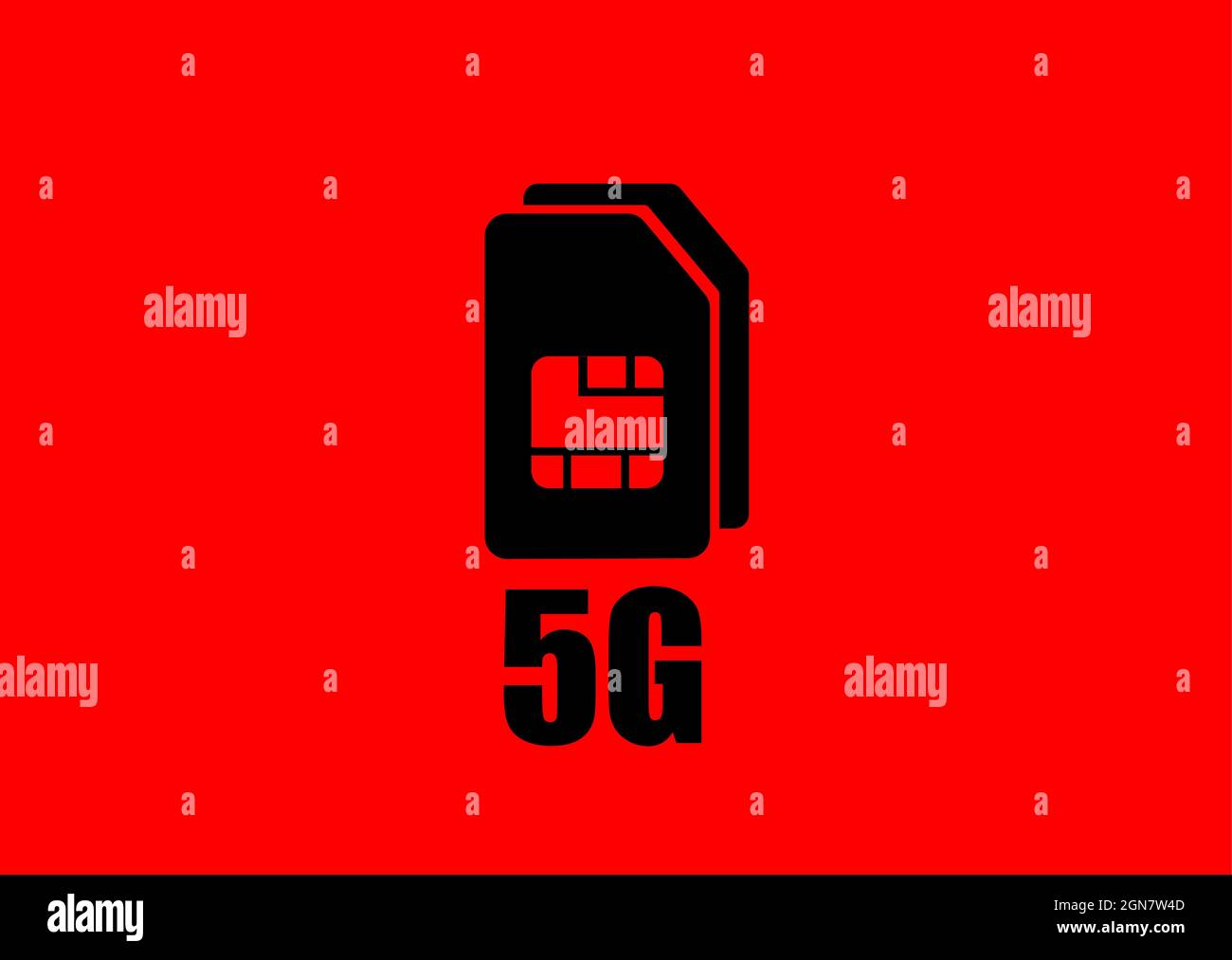 Scheda SIM 5G, illustrazione vettoriale della scheda SIM cellulare 5G Illustrazione Vettoriale