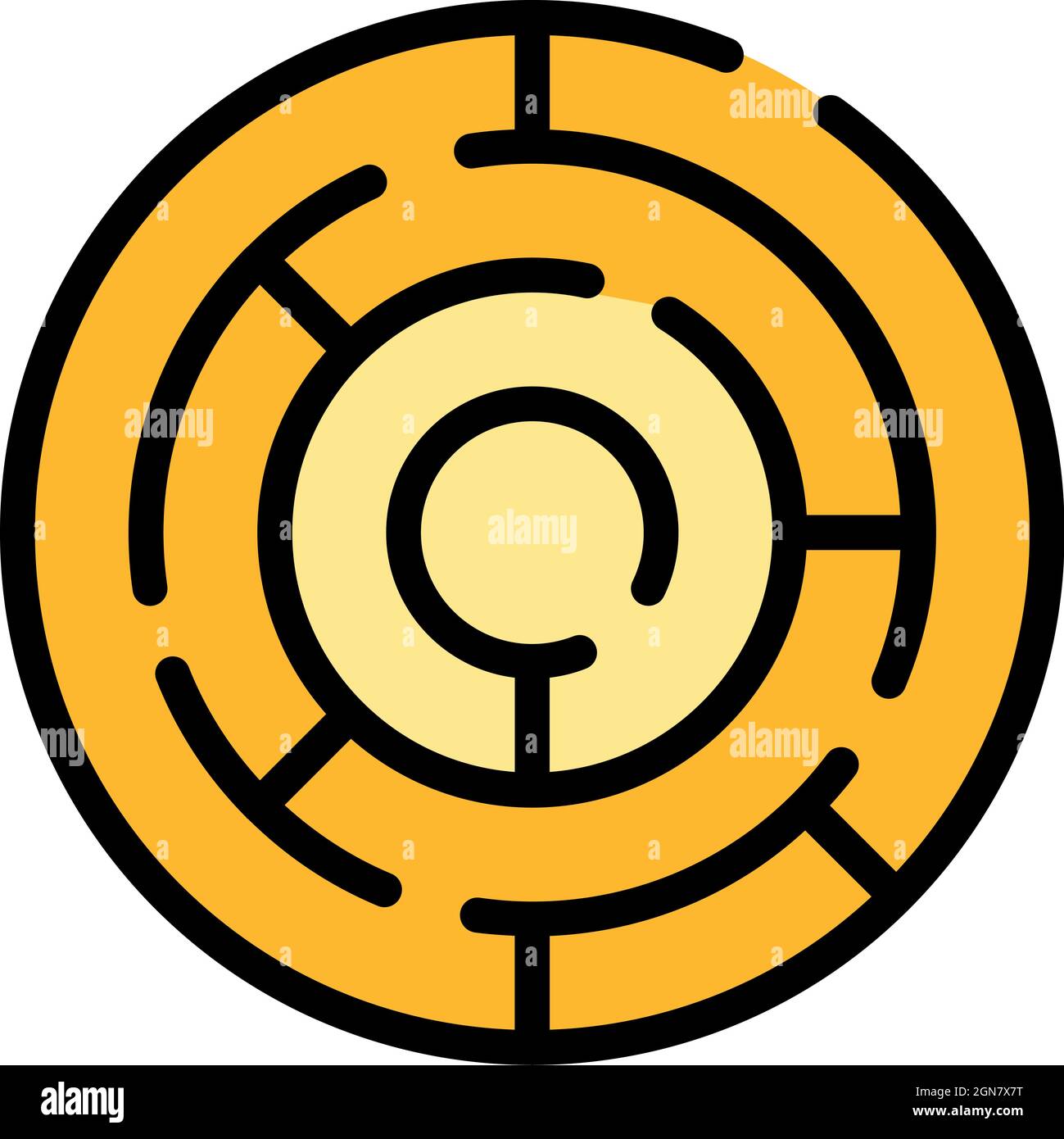 Icona di quest Labyrint. Profilo quest Labyrint vettore icona colore piatto isolato Illustrazione Vettoriale