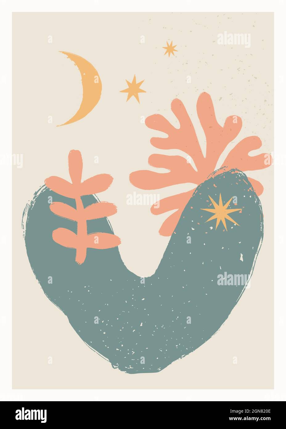 Poster vettoriale astratto. Vintage abstract stampe ispirate a Matisse per la decorazione a parete. Illustrazione vettoriale dipinta a mano Illustrazione Vettoriale