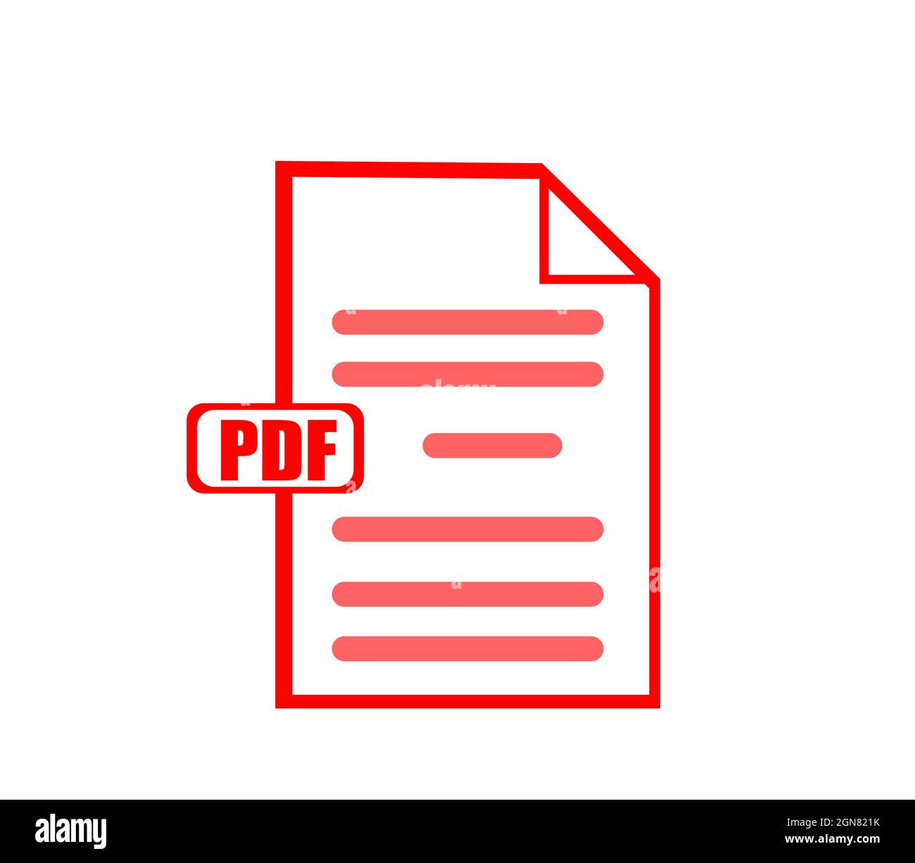 icona del documento pdf isolata su sfondo bianco, simbolo vettoriale del documento pdf di colore rosso Illustrazione Vettoriale