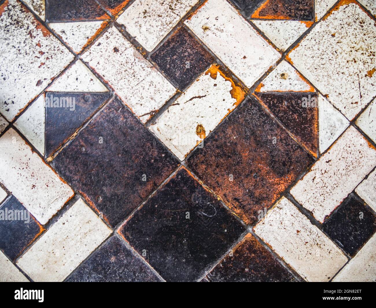 Piastrelle da pavimento decorative in Beige spellato d'epoca con cracks Texture Foto Stock