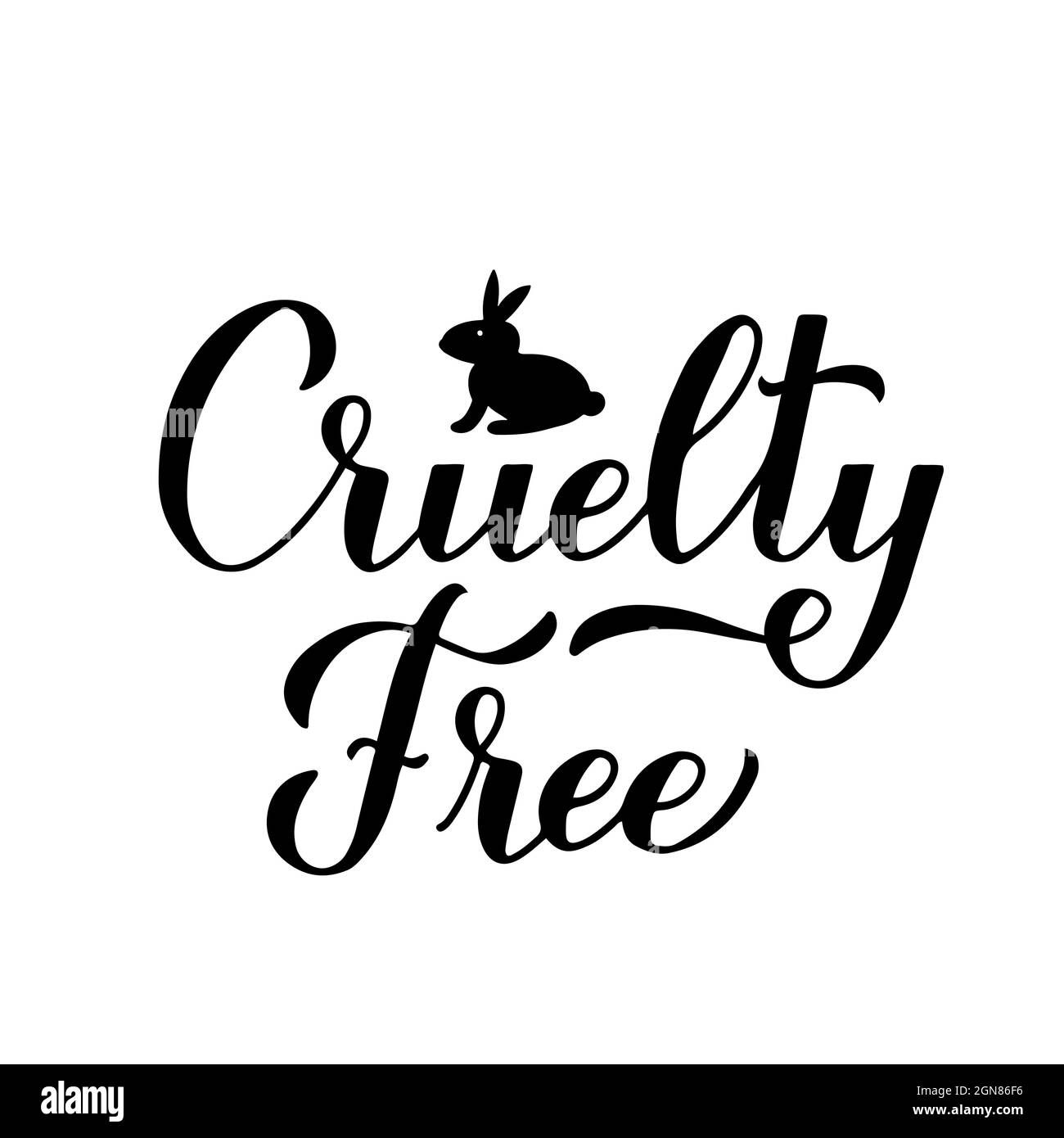Crudeltà calligrafia scritta a mano gratuita. Non testato sul cartello animali. Modello vettoriale per logo design, confezione prodotti cosmetici, etichetta, pos. Tipografica Illustrazione Vettoriale