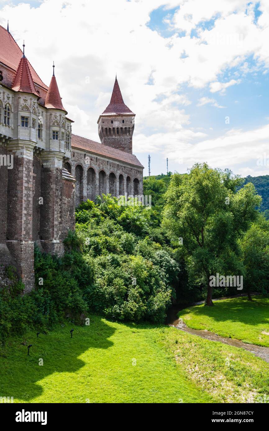 Castello Corvin, un castello gotico in Transilvania, Romania Foto Stock