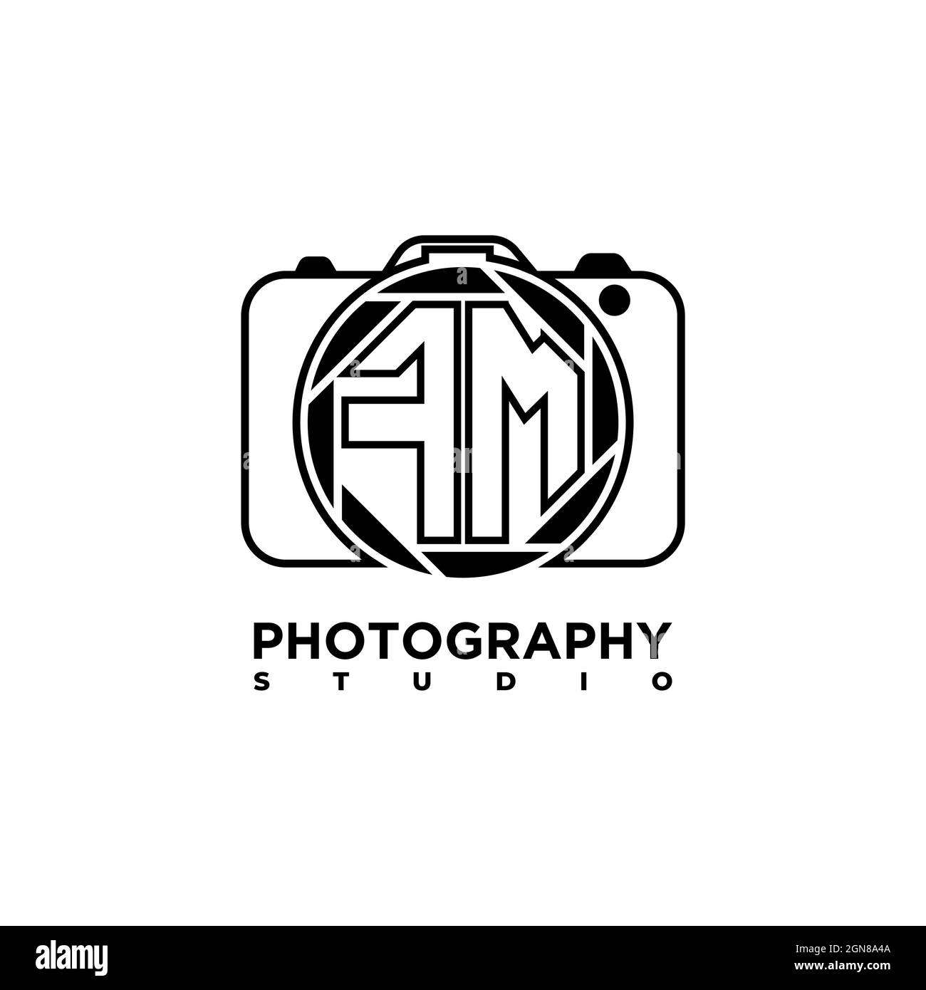 Lettera con logo FM Fotografia geometrica modello vettoriale stile forma fotocamera Illustrazione Vettoriale