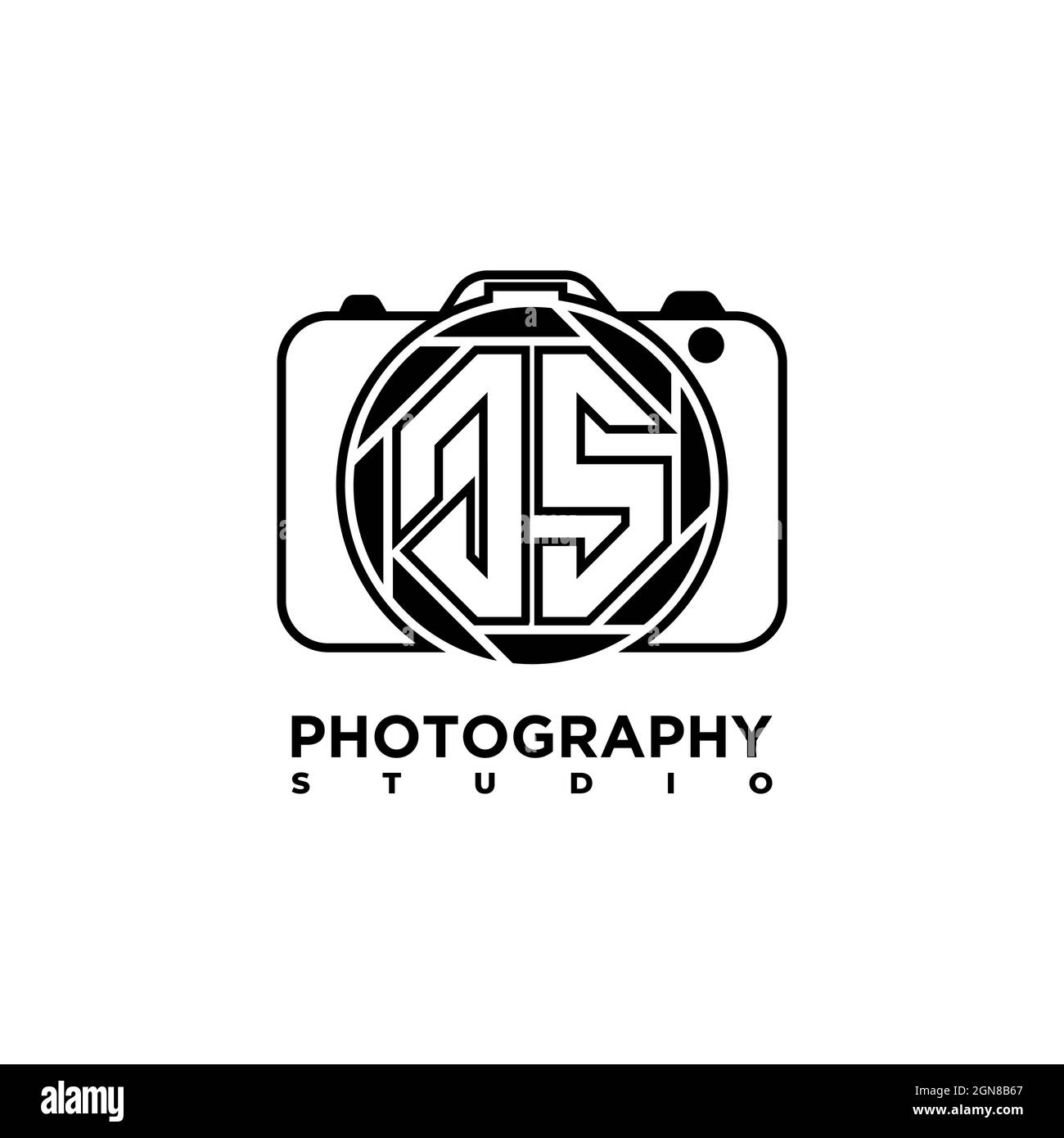 QS lettera con logo Fotografia geometrica vettore modello stile forma fotocamera Illustrazione Vettoriale