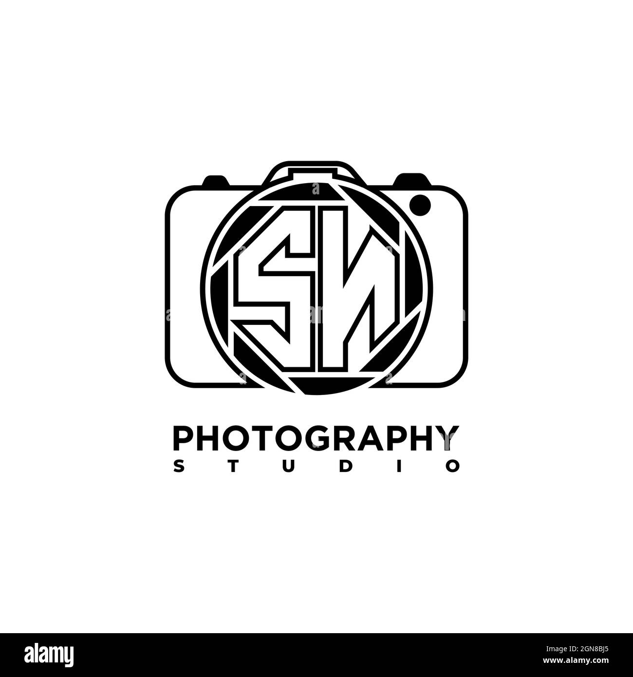 SN lettera del logo Fotografia geometrica vettore modello di stile di forma della fotocamera Illustrazione Vettoriale