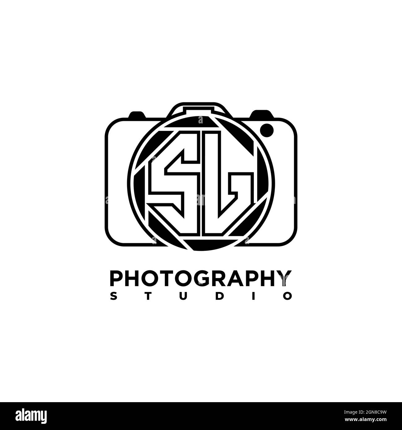 SJ lettera del logo Fotografia geometrica vettore del modello di stile della forma della fotocamera Illustrazione Vettoriale