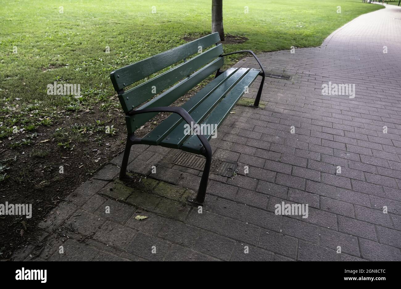 Dettaglio di un luogo di riposo nel parco, relax e natura Foto Stock