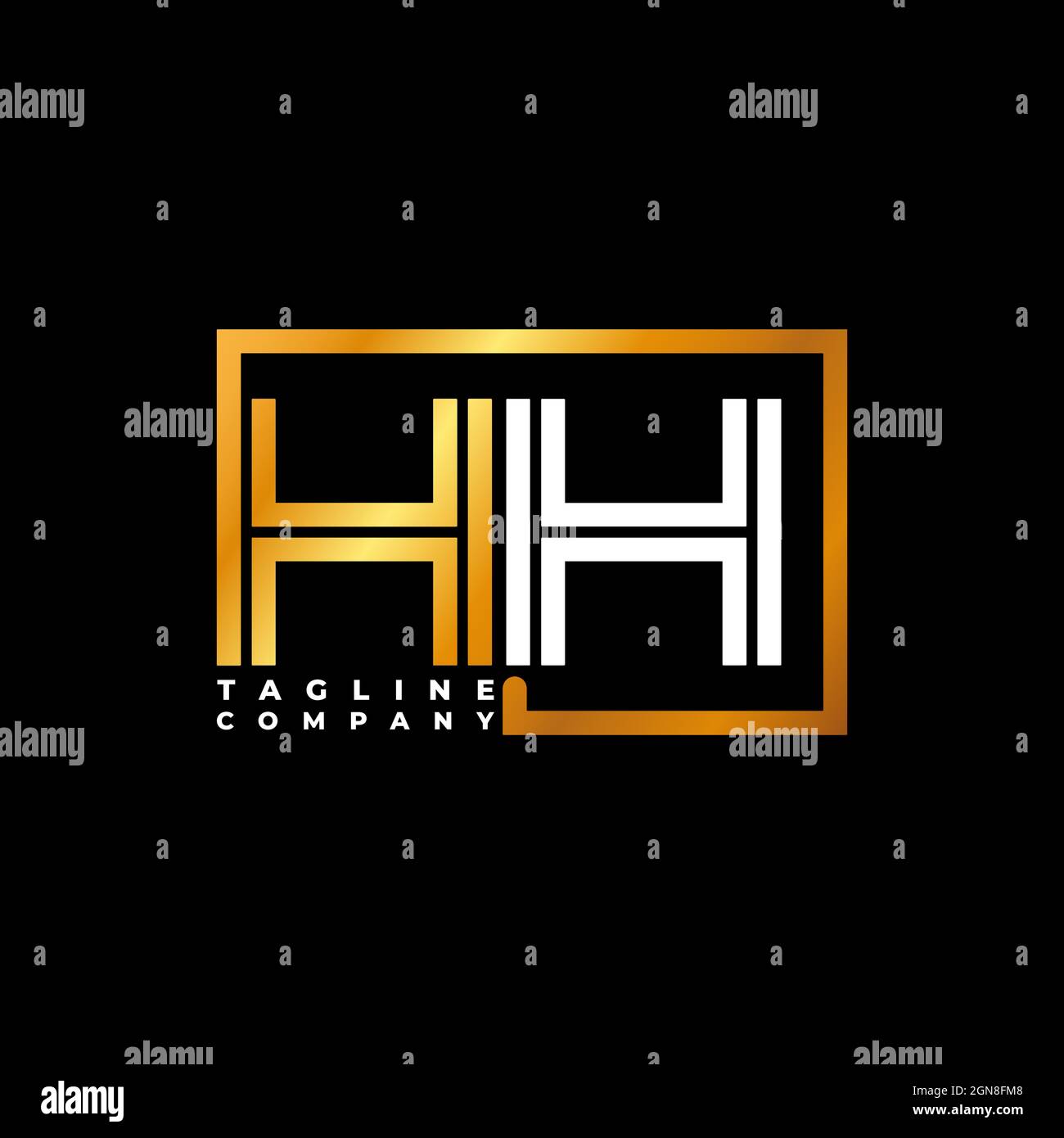 HH modello vettoriale oro con lettera monogramma. Azienda del monogramma di affari Illustrazione Vettoriale