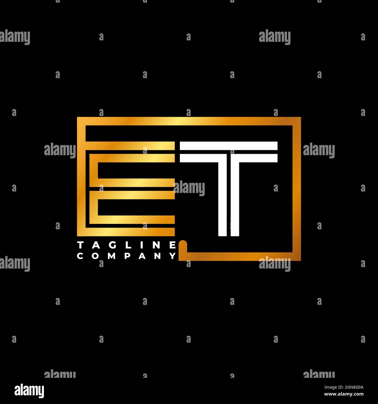 MODELLO vettoriale oro della linea di forma del monogramma della lettera DEL logo ET. Azienda del monogramma di affari Illustrazione Vettoriale