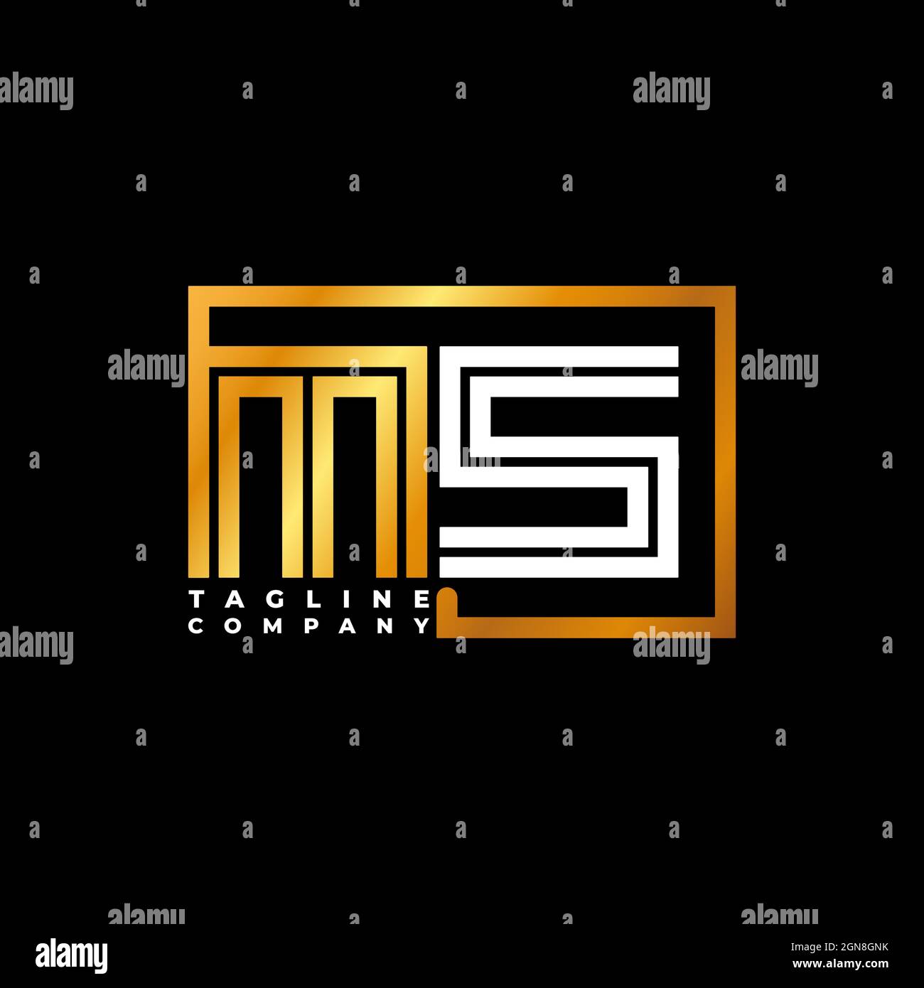 MS Logo lettera monogramma forma linea Golden vettore modello. Azienda del monogramma di affari Illustrazione Vettoriale