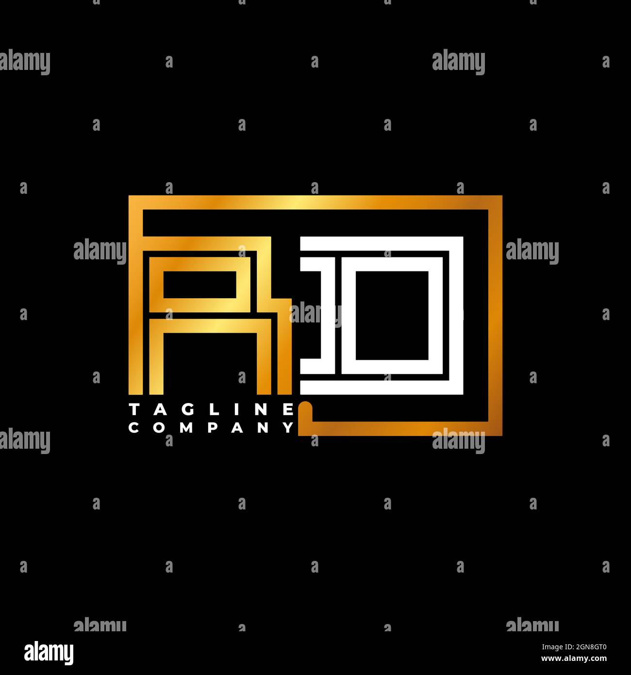 RD Logo lettera monogramma forma linea Golden vettore modello. Azienda del monogramma di affari Illustrazione Vettoriale