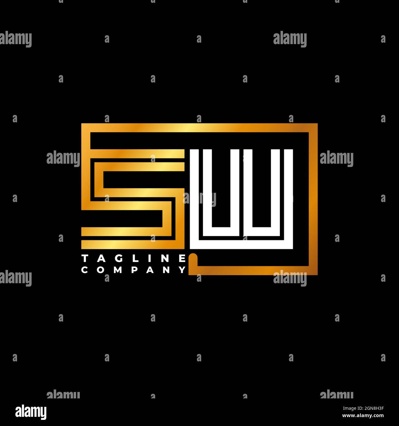 Logo SW lettera monogramma forma linea Golden vettore modello. Azienda del monogramma di affari Illustrazione Vettoriale